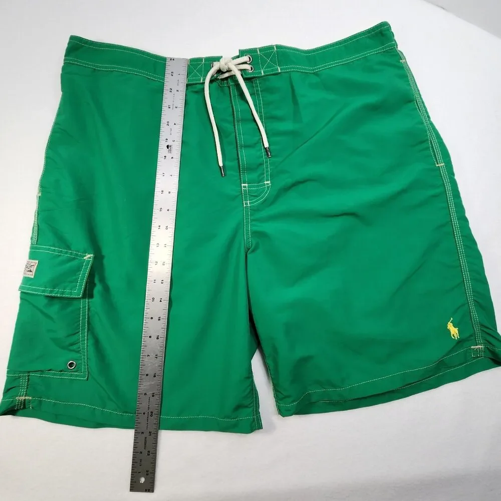 Polo Ralph‎ Lauren Swim Shorts Men's 2XL Green Board Trunks Pockets Mesh Lined